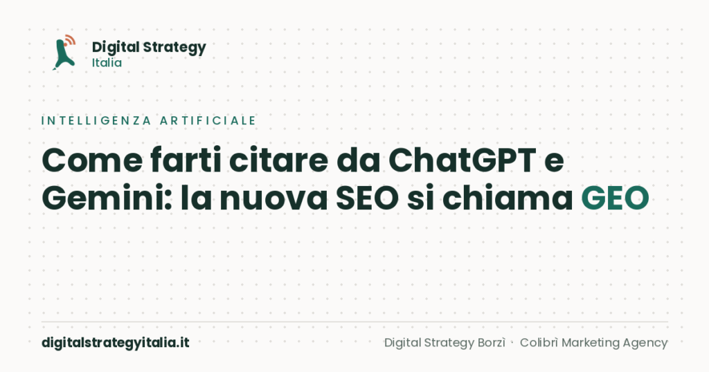 GEO farsi citare da ChatGPT e Gemini