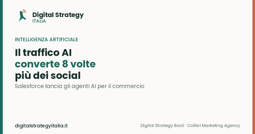 Salesforce lancia gli agenti AI per il commercio e il traffico AI converte 8 volte più dei social