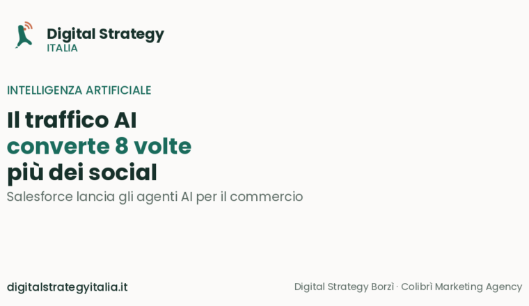 Salesforce lancia gli agenti AI per il commercio e il traffico AI converte 8 volte più dei social