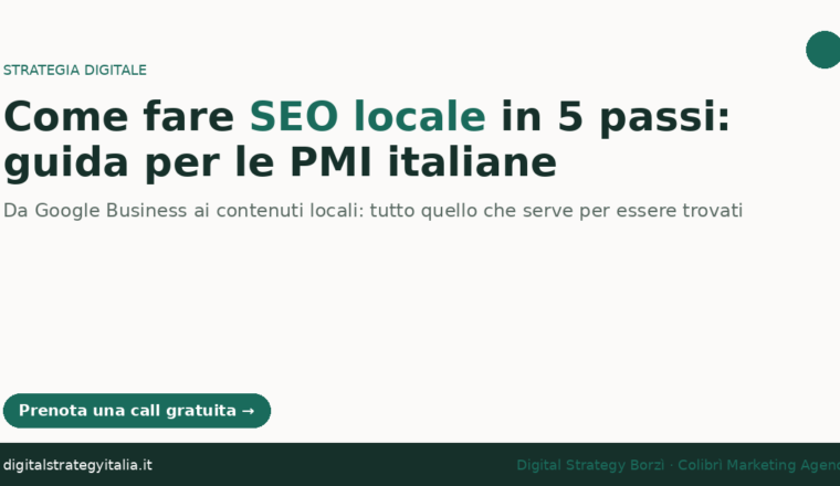 Come fare SEO locale PMI italiane guida pratica