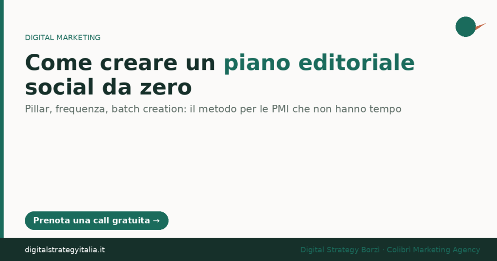 Come creare piano editoriale social da zero PMI