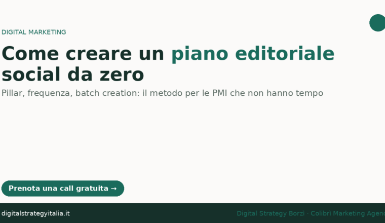 Come creare piano editoriale social da zero PMI